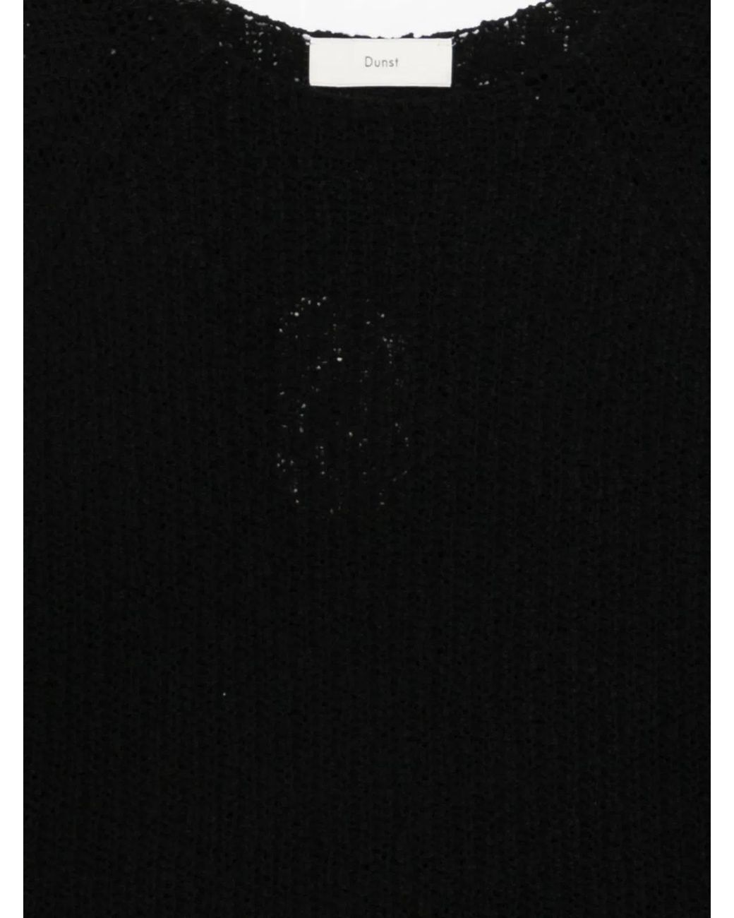 DUNST Black Crochet Crewneck Jumper