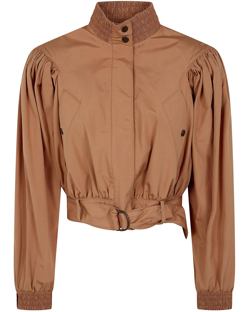 Chloé Brown Belted Puff-Sleeve Jacket
