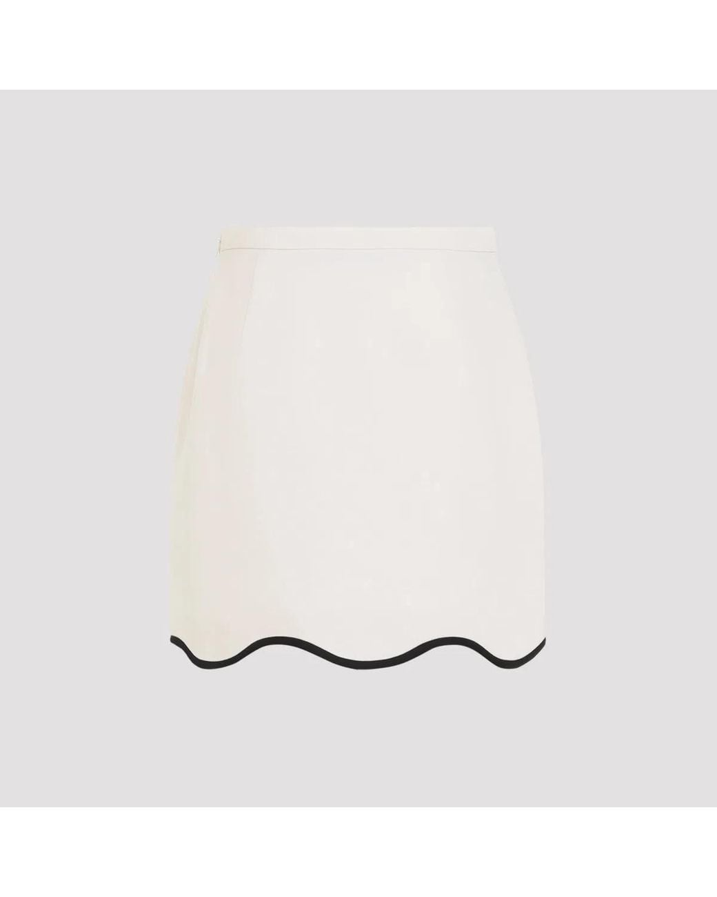 Valentino Natural Vaniglia Nero Crepe Couture Mini Skirt