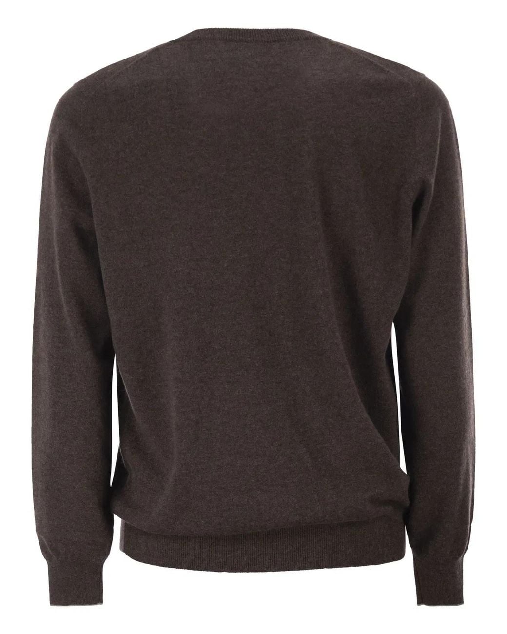 Brunello Cucinelli Brown Pure Cashmere Crew-Neck Sweater for men