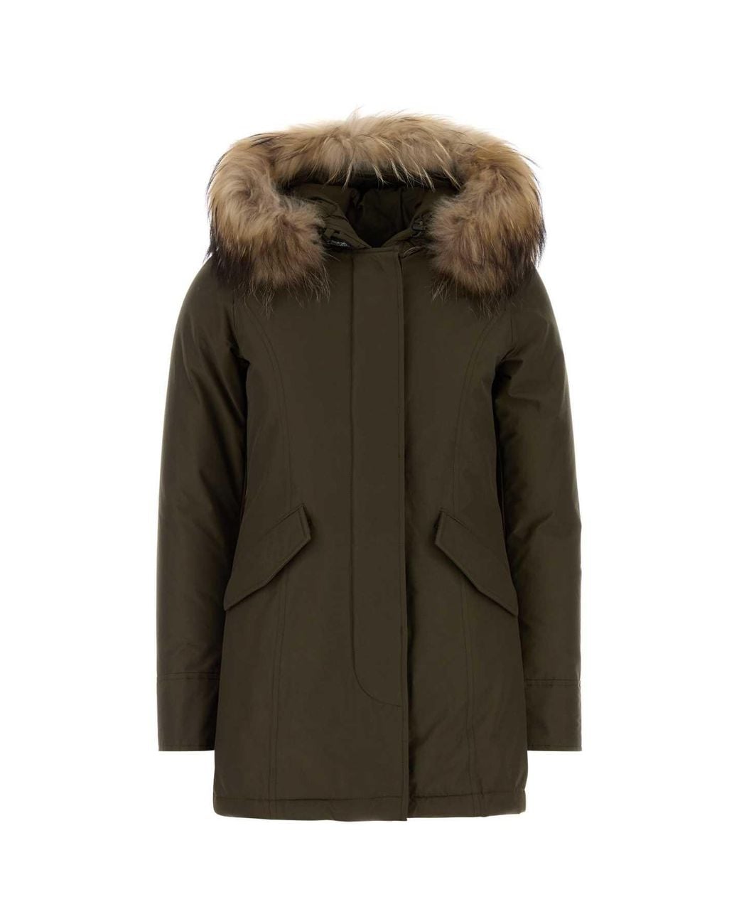Woolrich Green Arctic Raccoon Parka Jacket