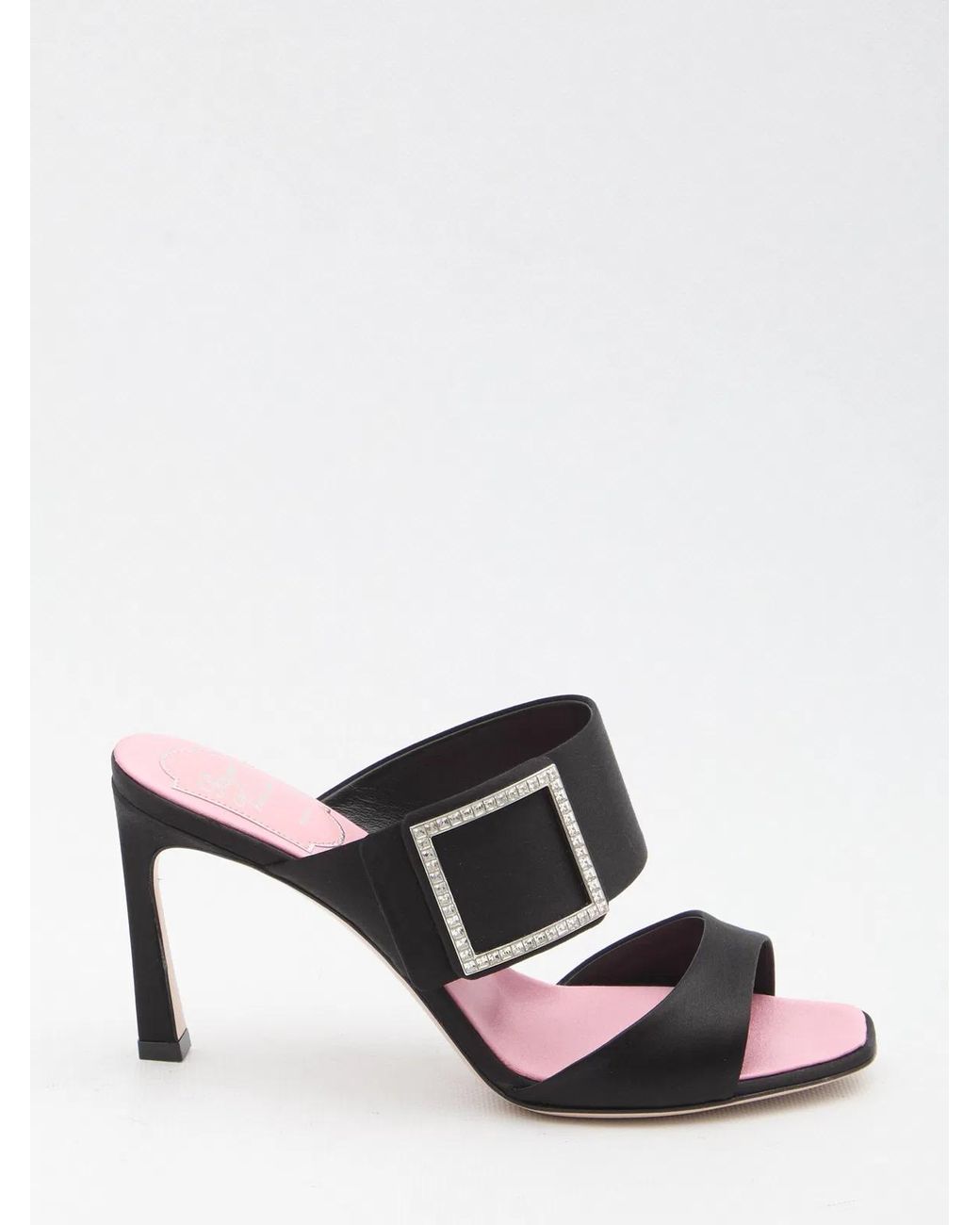 Roger Vivier Black Trompette Satin Mules
