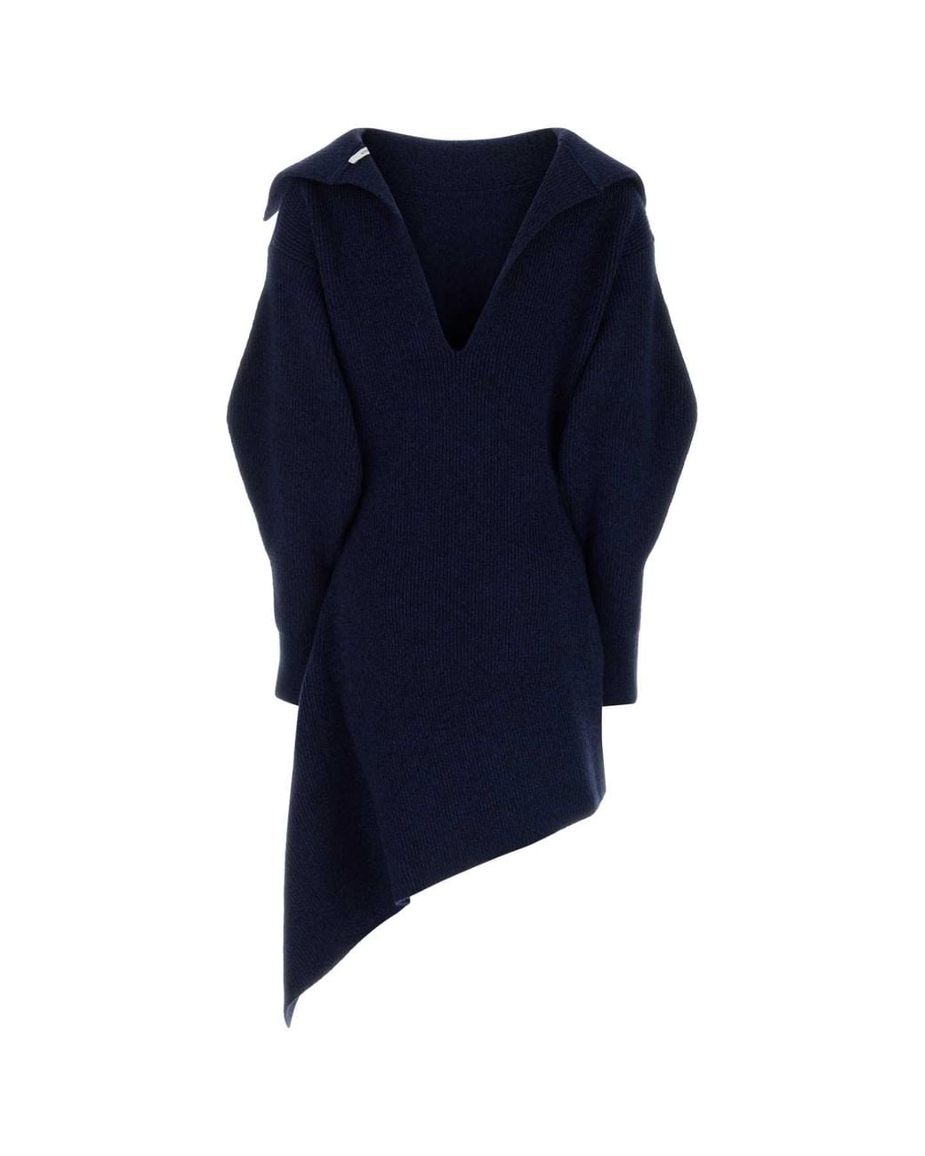 Givenchy Blue High-Neck Slashed Knit Dress