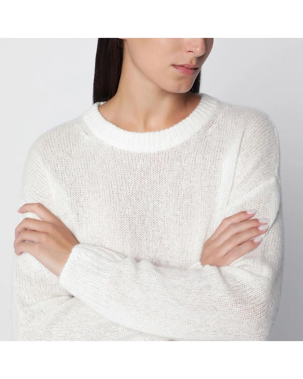 Lisa Yang White Cream Lova Cashmere And Silk Sweater
