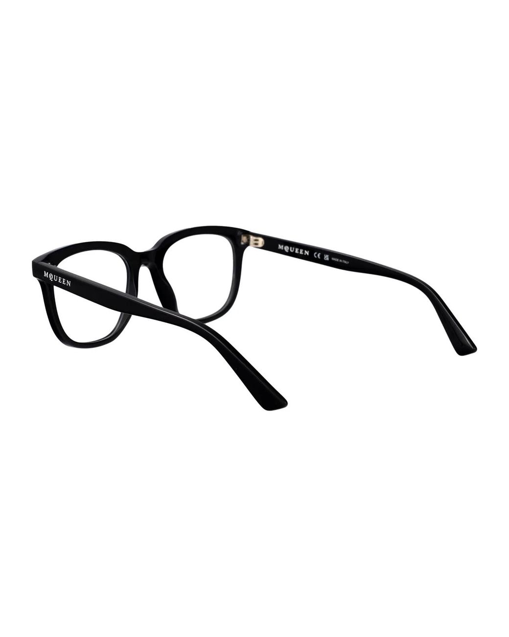 McQueen Black Transparent Recycled Acetate Glasses