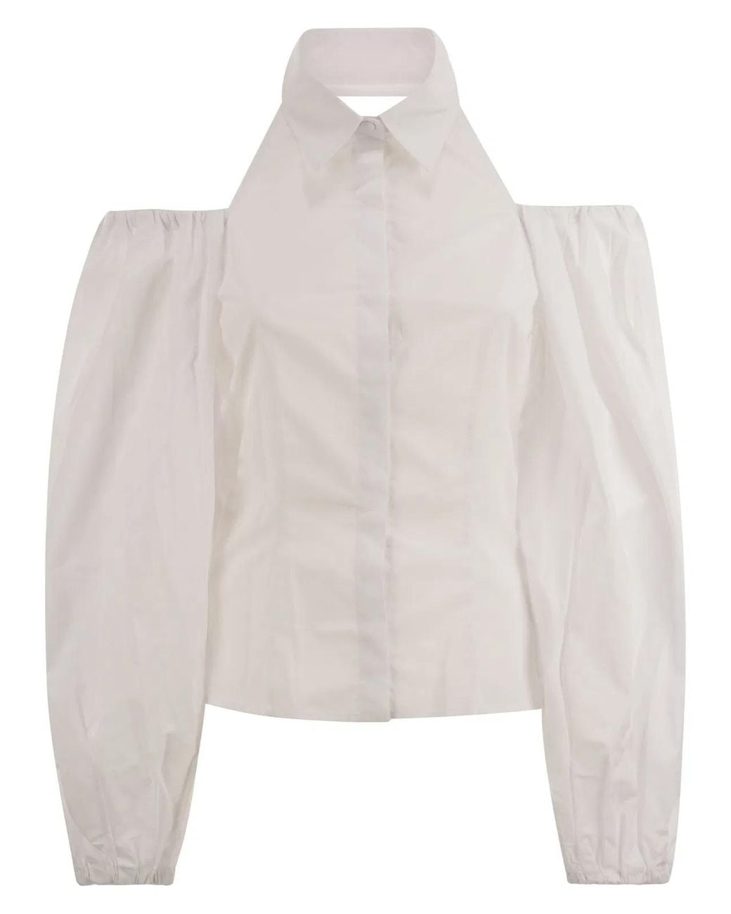 MVP WARDROBE White Cotton Shirt With Balloon Sleeves