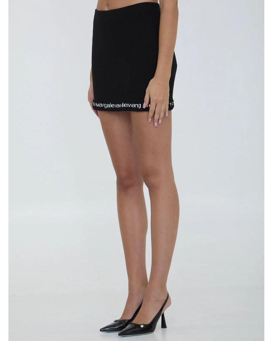 Alexander Wang Black Ribbed Mini Skirt