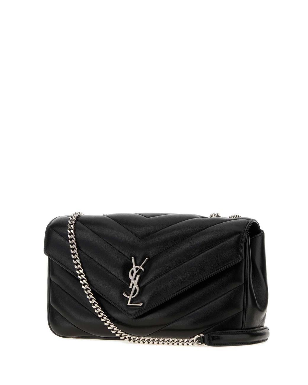 Saint Laurent Black Leather Medium Loulou Shoulder Bag