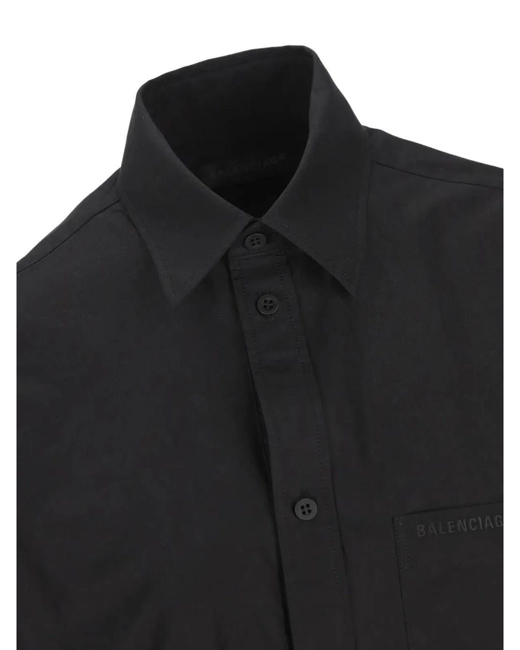 Balenciaga Black Embroidered Shirt With Button-Up Front