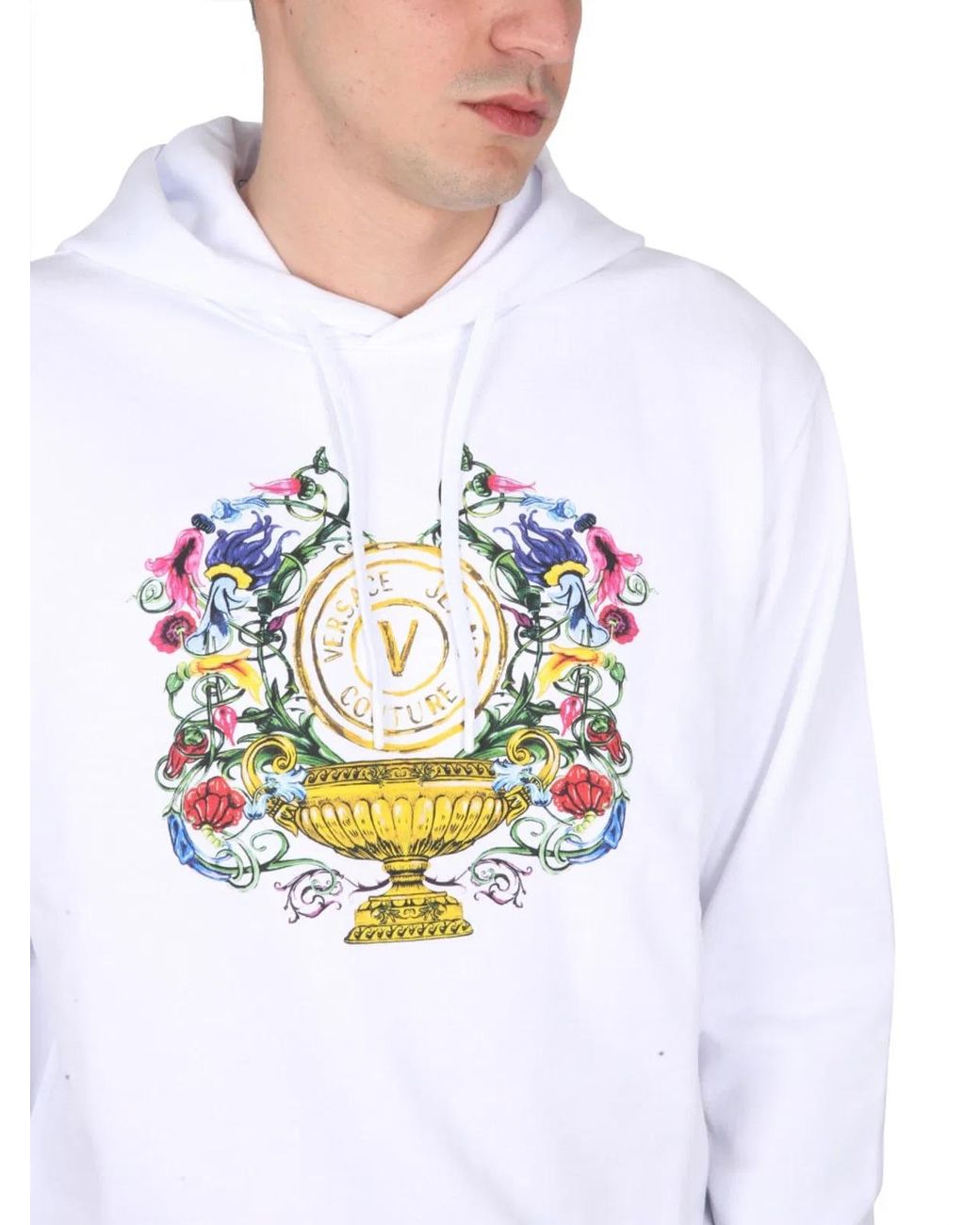Versace Jeans Couture White Sweatshirt With Logo Print for men