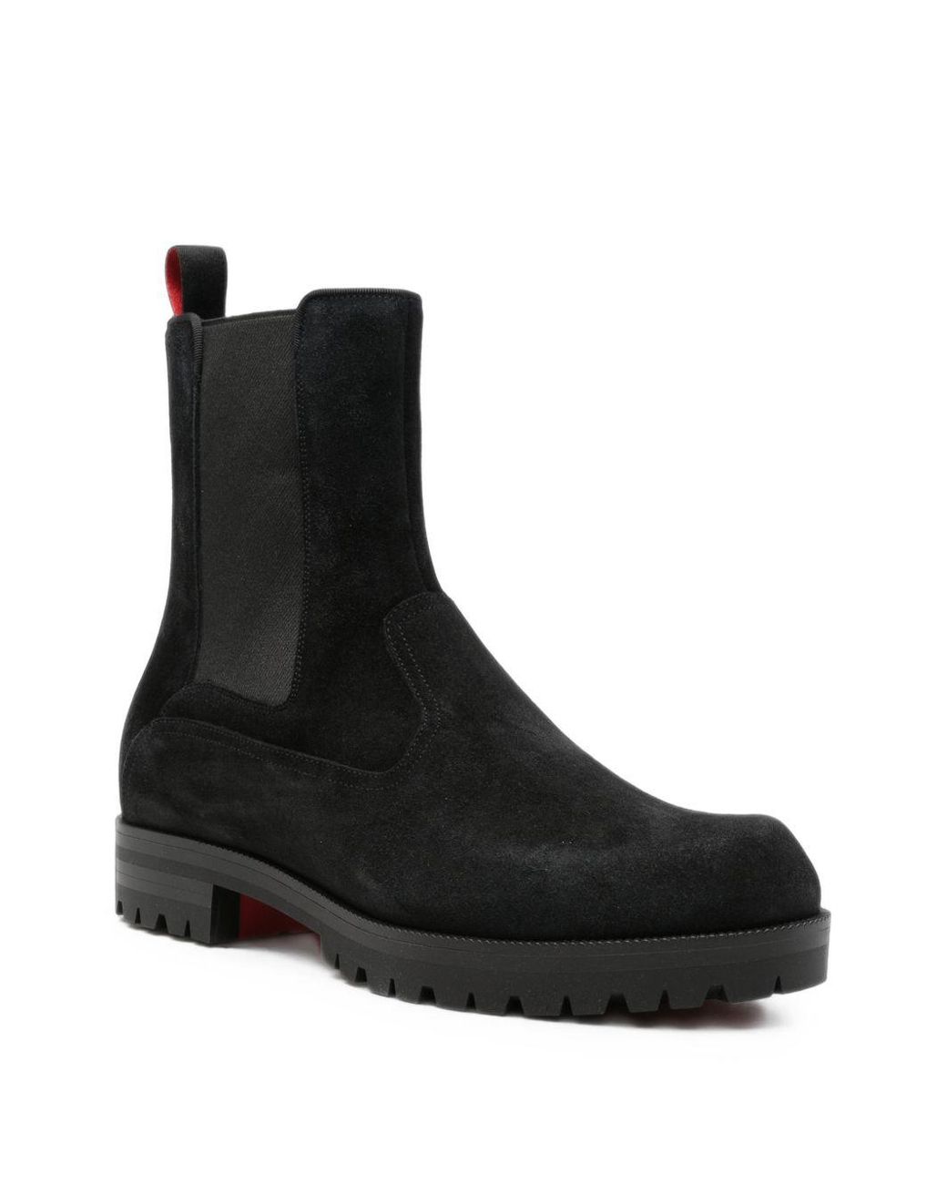 Christian Louboutin Black Cavernos Suede Chelsea Boots for men