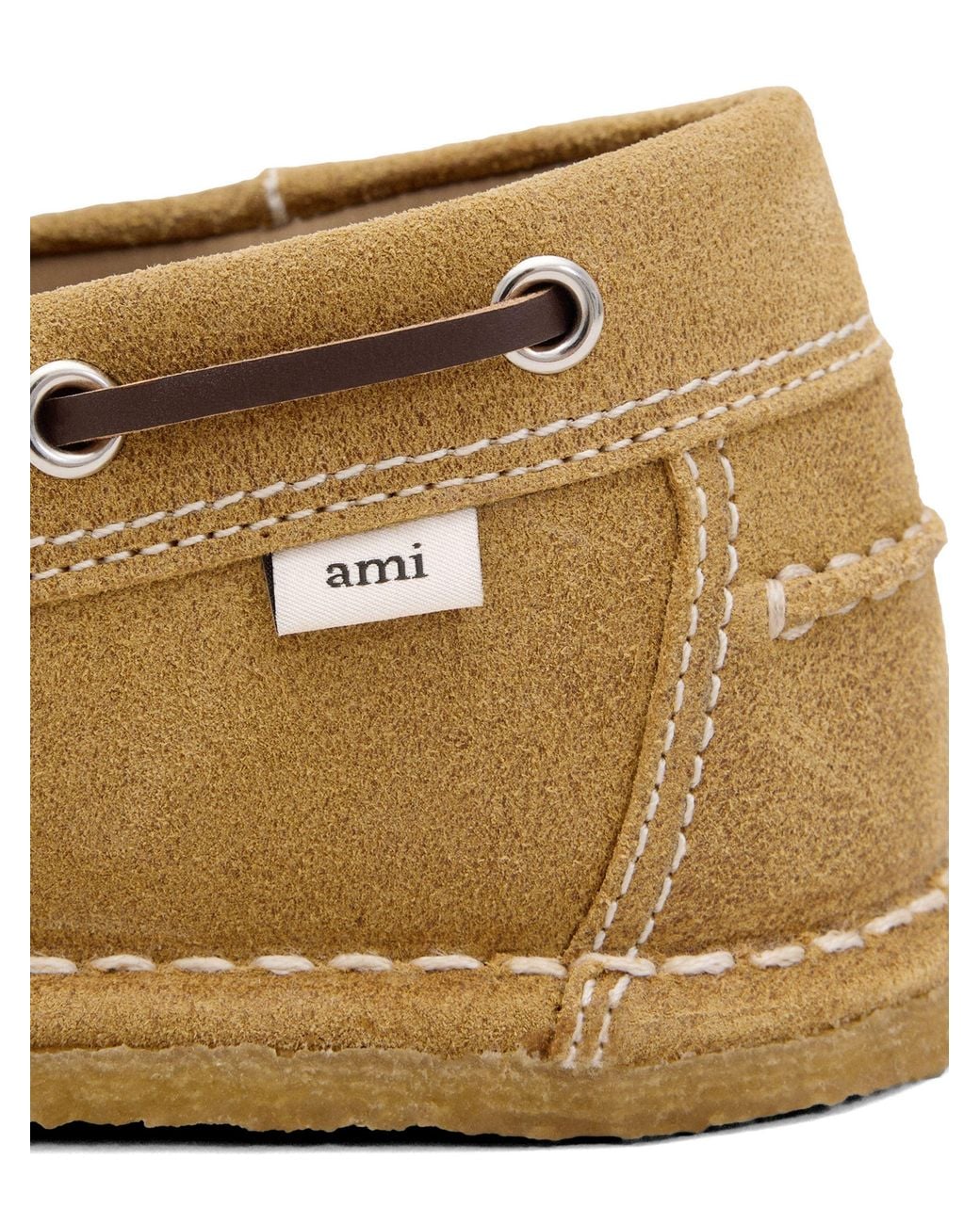 AMI Metallic Waxed Suede Boat Shoes for men