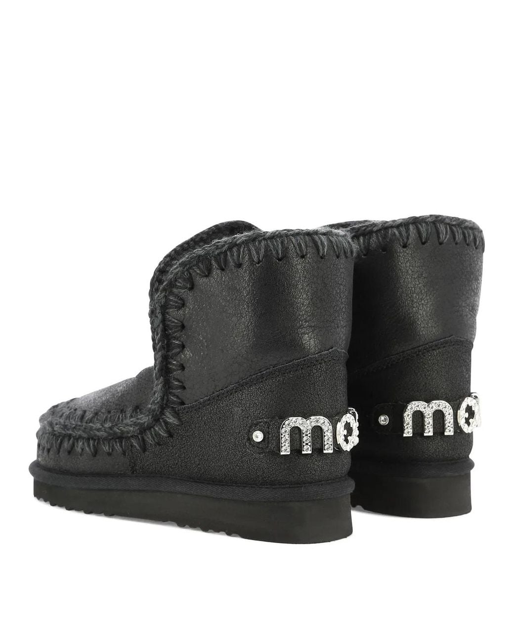 Mou Black Sheepskin Ankle Boots