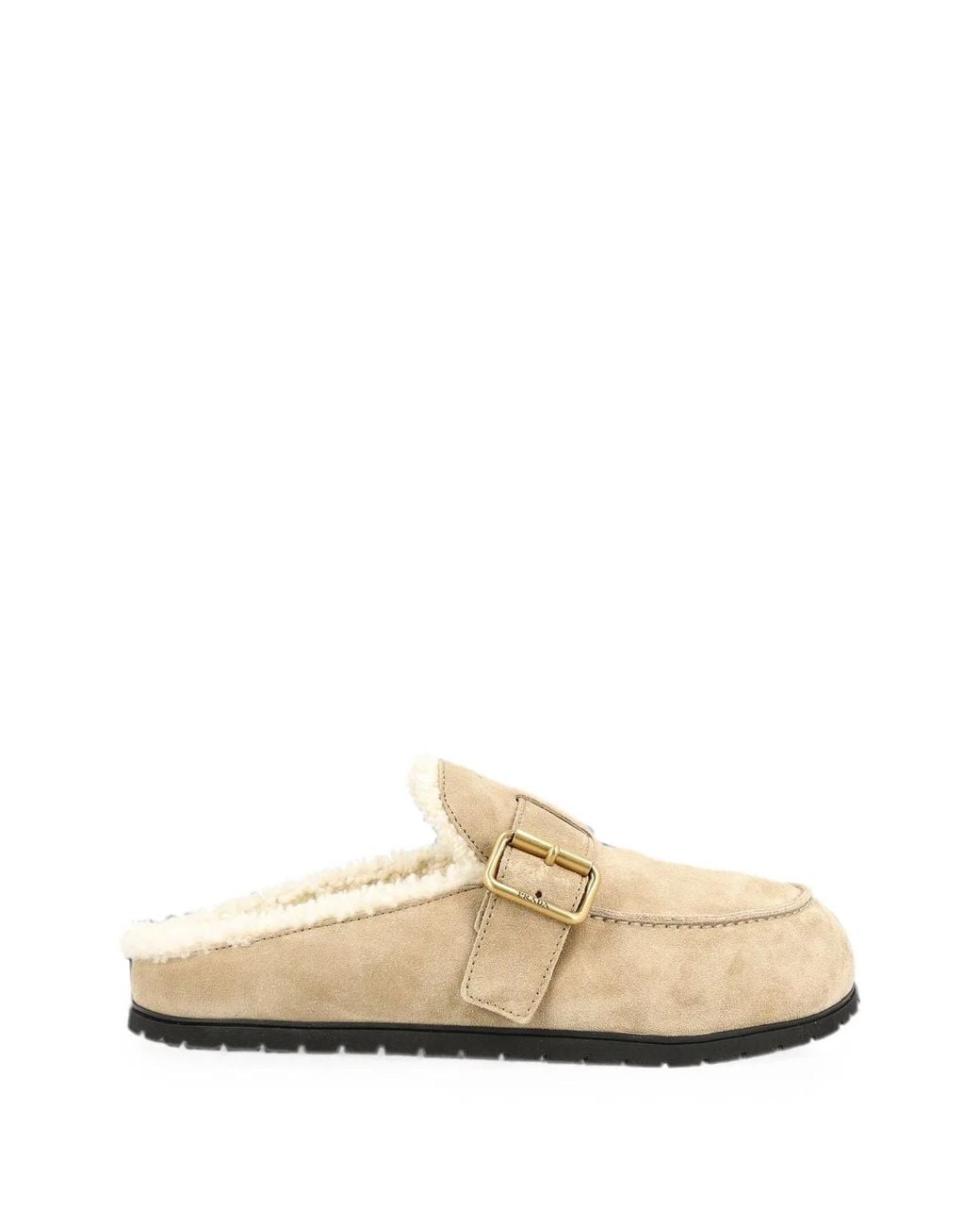 Prada White Shearling-Lined Buckle-Fastening Mules