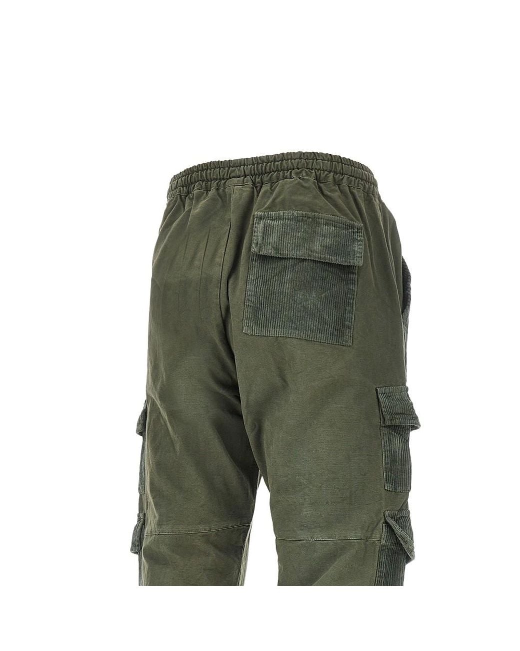 Mauna Kea Green Canvas And Corduroy Cargo Pants for men