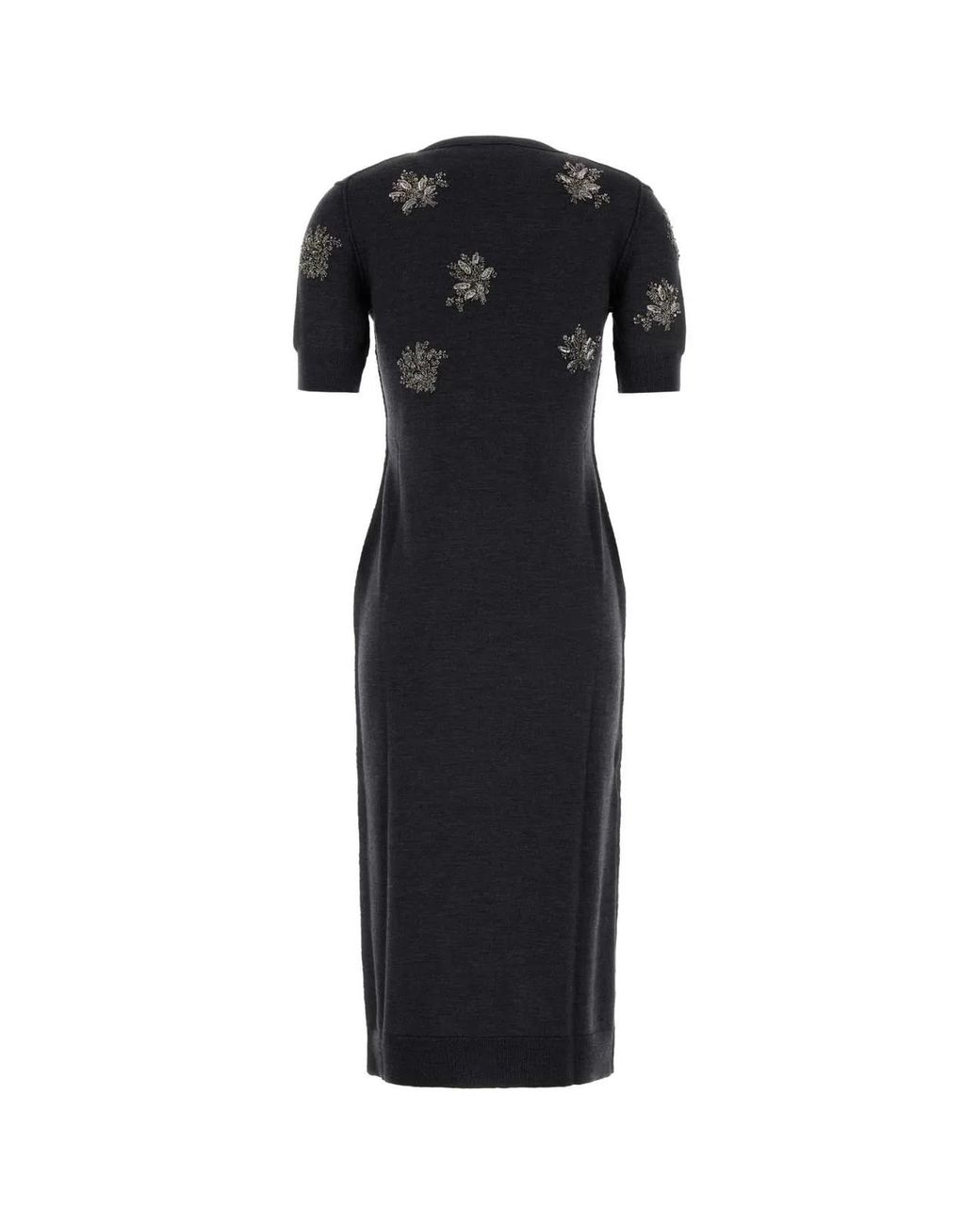 Fendi Black Charcoal Stretch Wool Dress