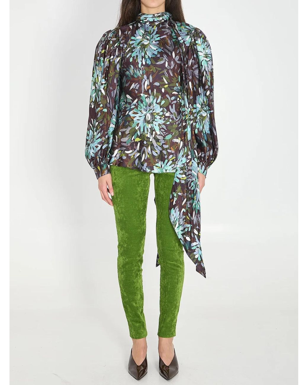 Gucci Green Printed Silk Twill Shirt