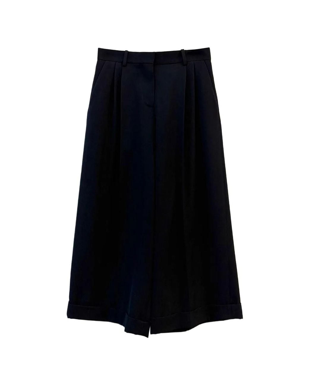 The Row Black Cropped Wool Trousers