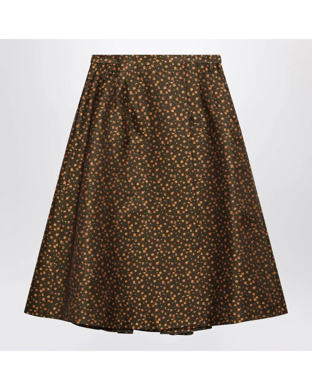 Prada Brown Military Floral Skirt