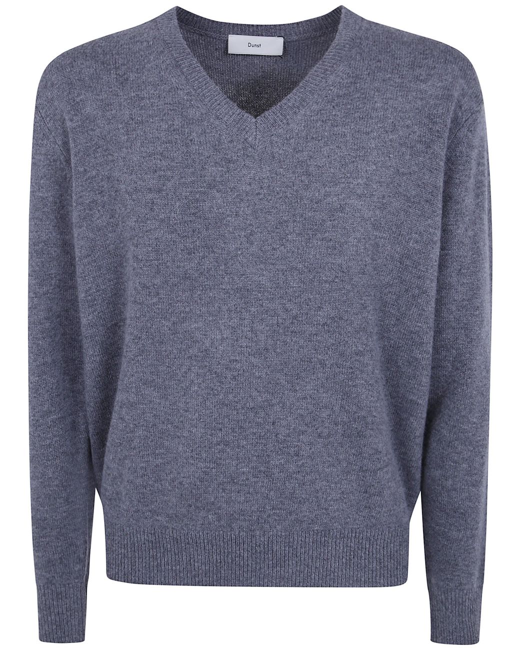 DUNST Blue Cashmere V-Neck Sweater for men