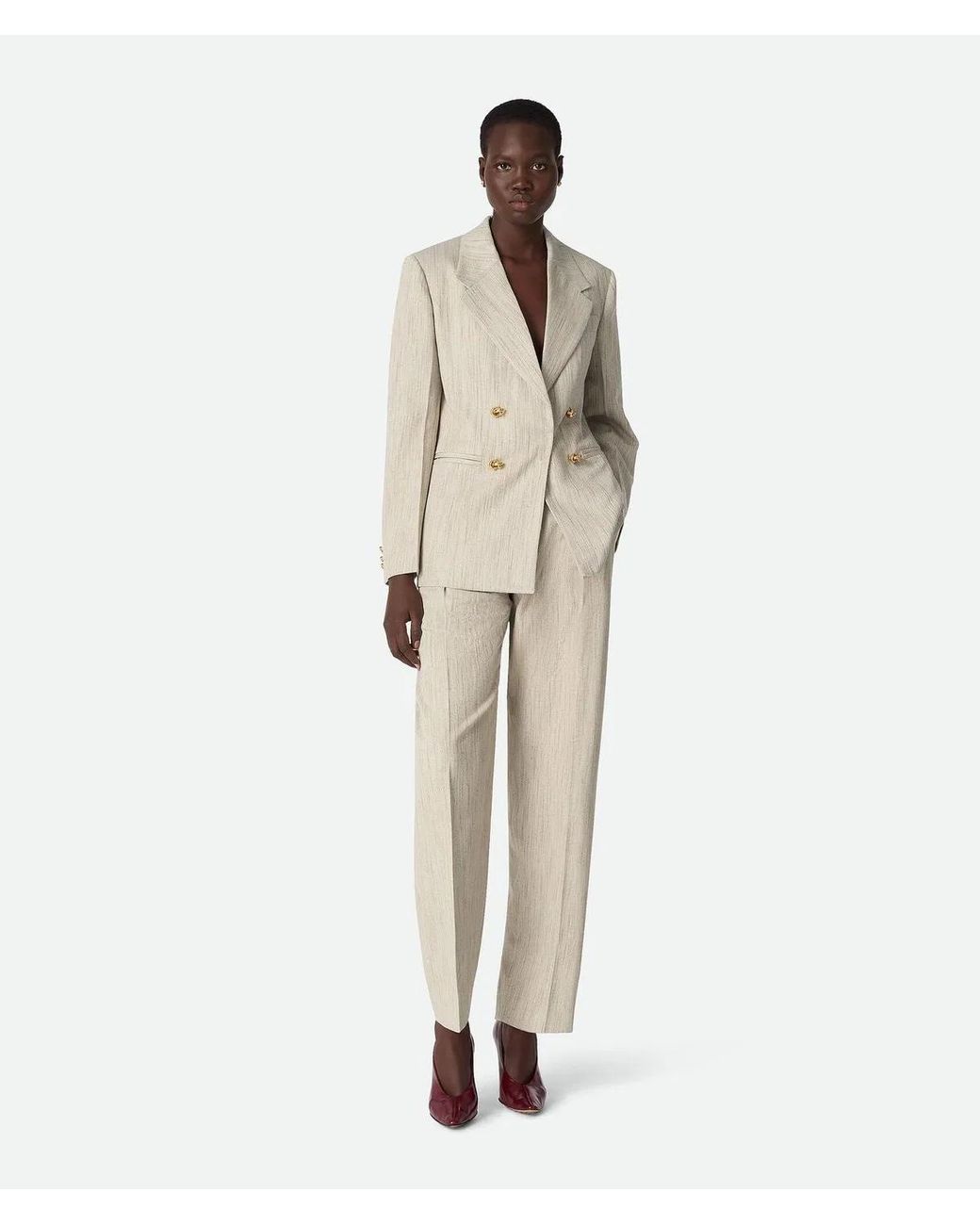 Bottega Veneta White Double-Breasted Viscose And Silk Jacket