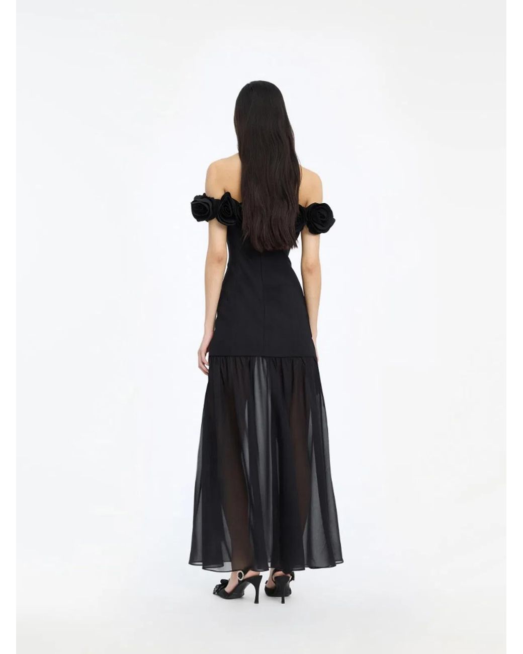 ROTATE BIRGER CHRISTENSEN Black Flower Maxi Dress