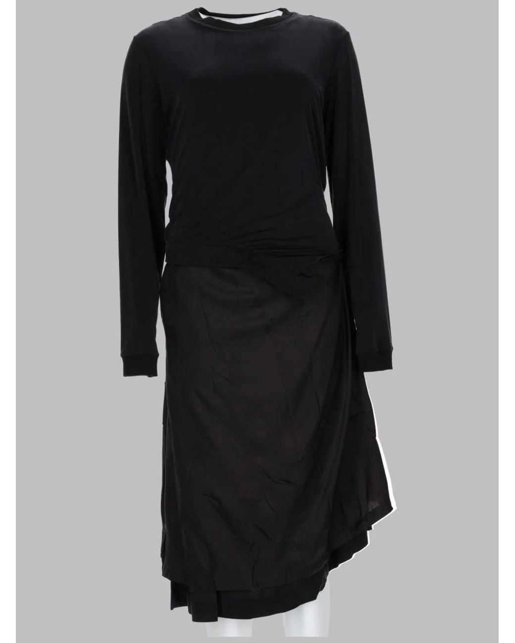 Maison Margiela Black Draped Midi Dress Cupro Elastane
