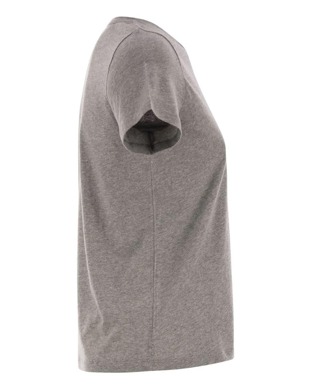 Majestic Gray Crew-Neck Short-Sleeved Cotton T-Shirt