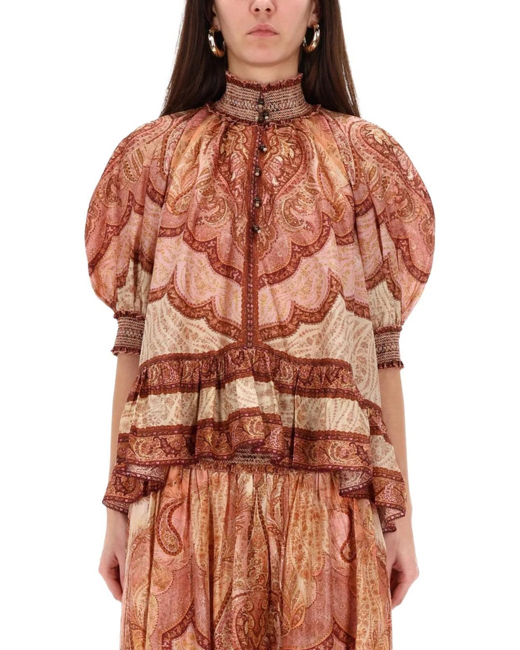 Zimmermann Pink Wanderlust Ruffle Blouse