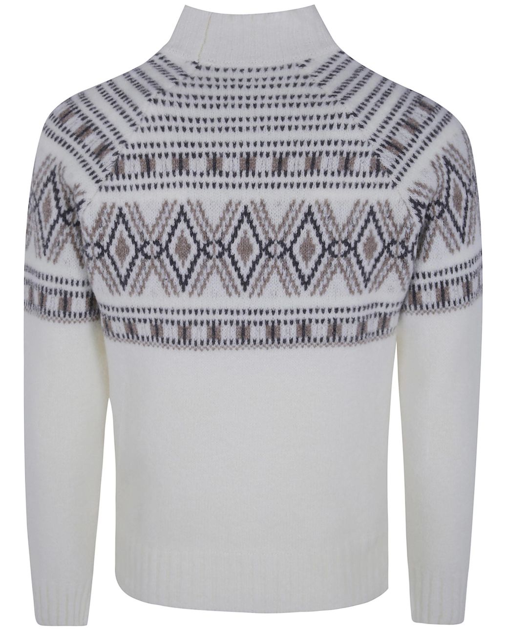 Barba Napoli Gray Jacquard Embroidered Turtle Neck Sweater for men