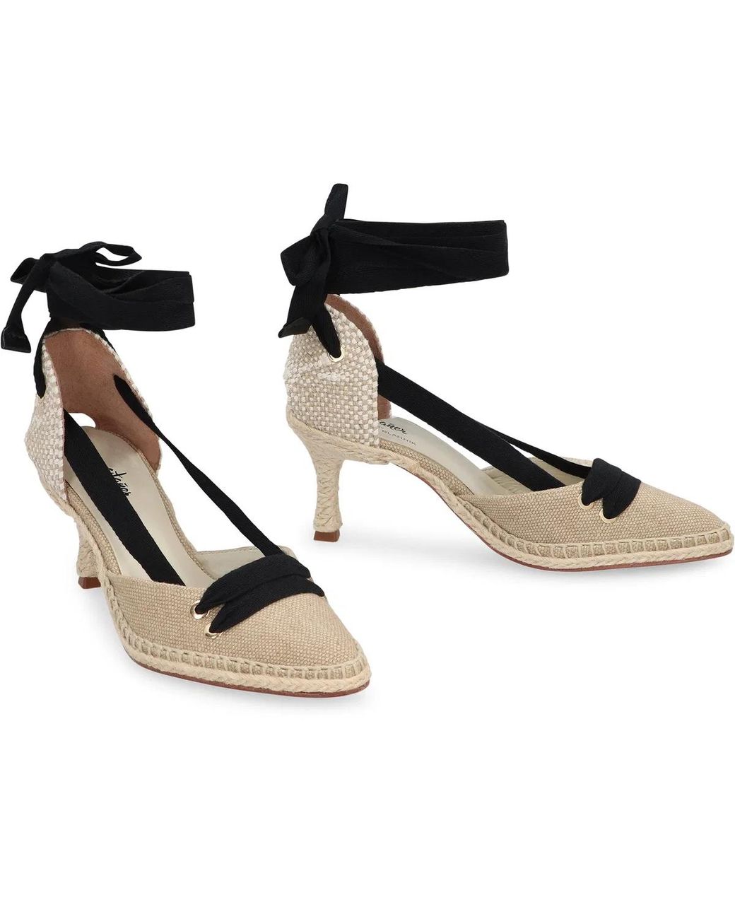 Castaner Black Casta Canvas Heel Espadrilles Cotton