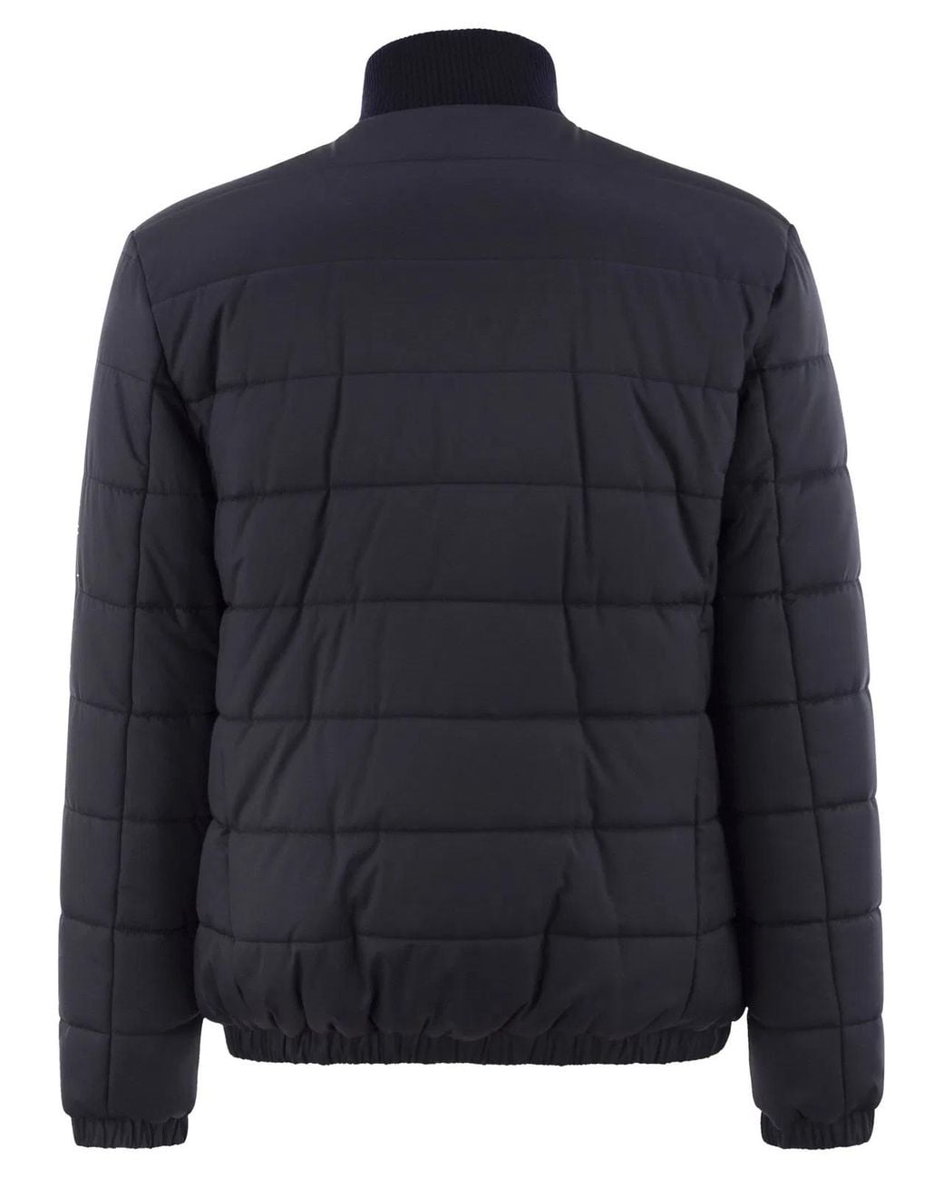 Kiton Blue Technical Fabric Bomber Jacket for men