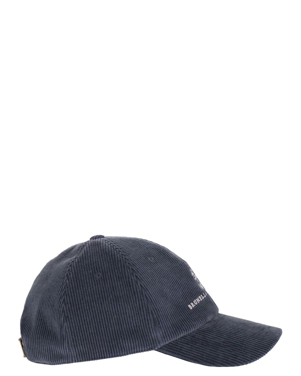 Brunello Cucinelli Blue Cotton And Cashmere-Blend Corduroy Baseball Cap for men