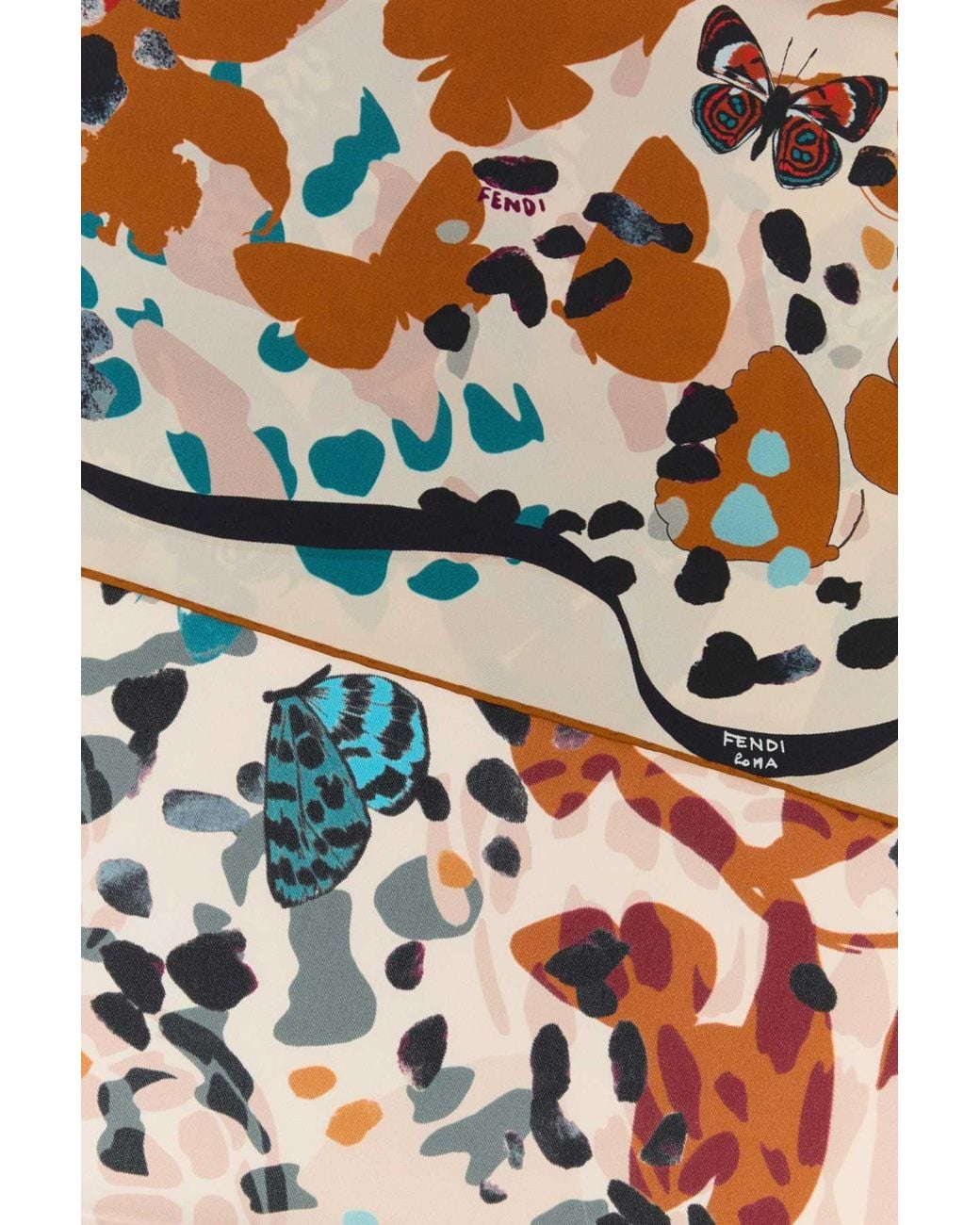 Fendi Orange Printed Silk Foulard