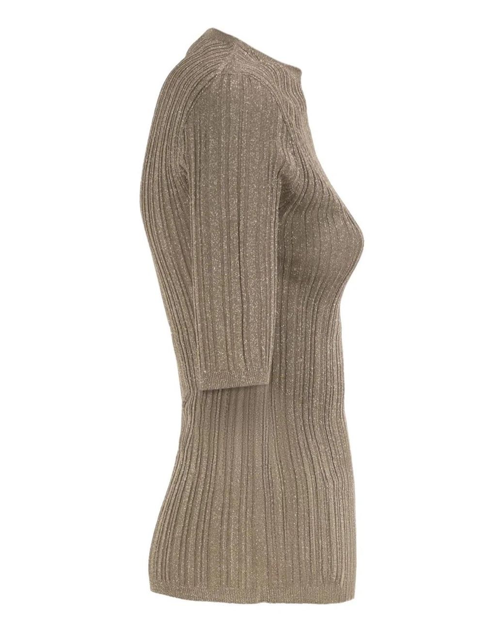 Fabiana Filippi Gray Ribbed Lurex Viscose Sweater