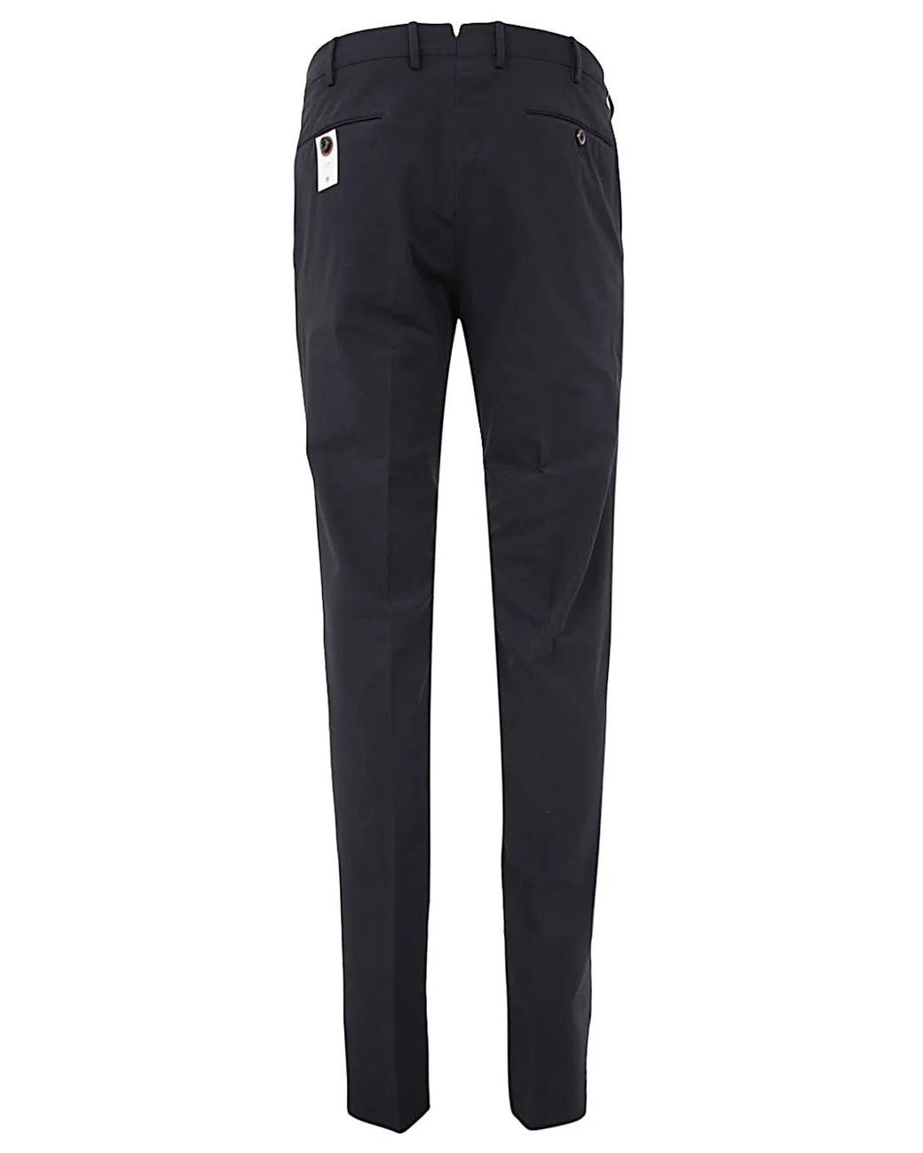 PT01 Blue Flat Front Trousers With Diagonal Pockets for men
