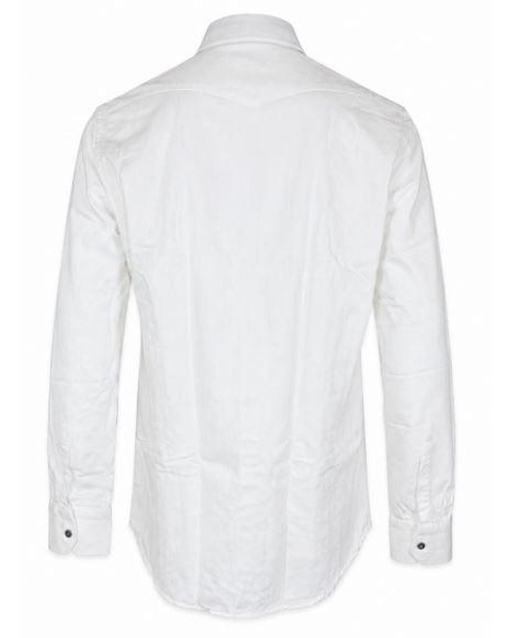 Sartorio Napoli White Spread Collar Flap Shirt for men