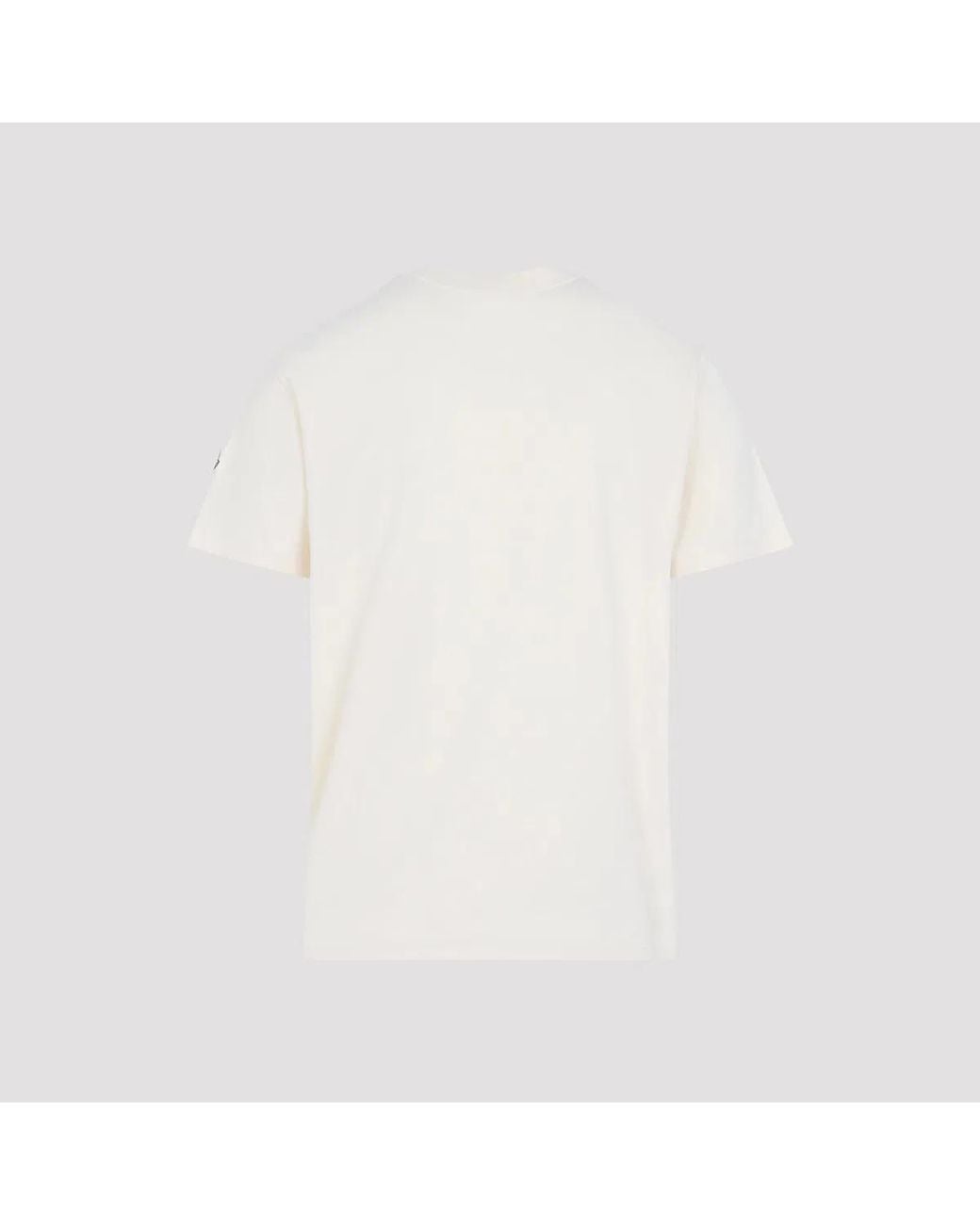 Moncler White Cotton T-Shirt, With Chest Logo for men