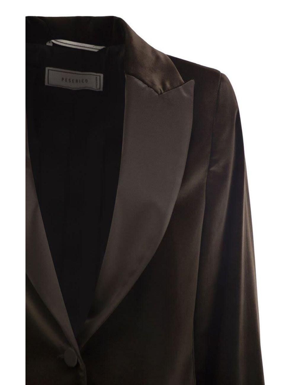 Peserico Black Single-Breasted Stretch Velvet Blazer With Satin Lapels