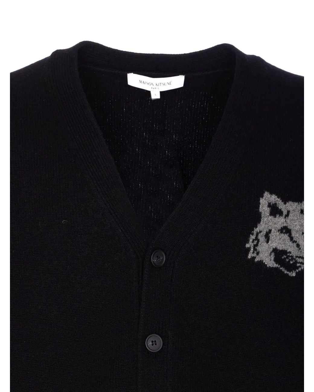Maison Kitsuné Blue Maison Kitsuné Wool V-Necked Cardigan for men