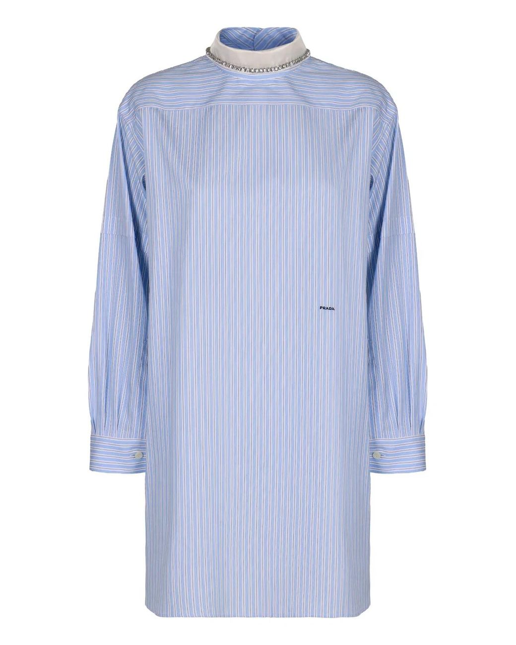 Prada Blue Stripe Poplin Top