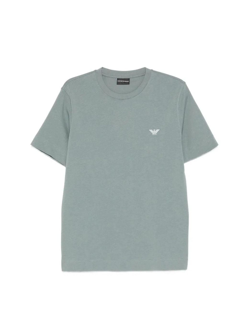 Emporio Armani Blue Eagle-Embroidery Crew-Neck T-Shirt for men