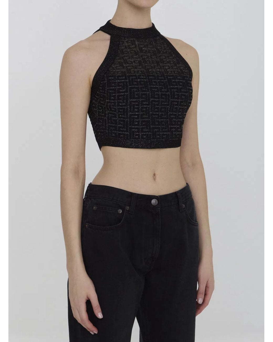 Balmain Black Pb Labyrinth Knit Top
