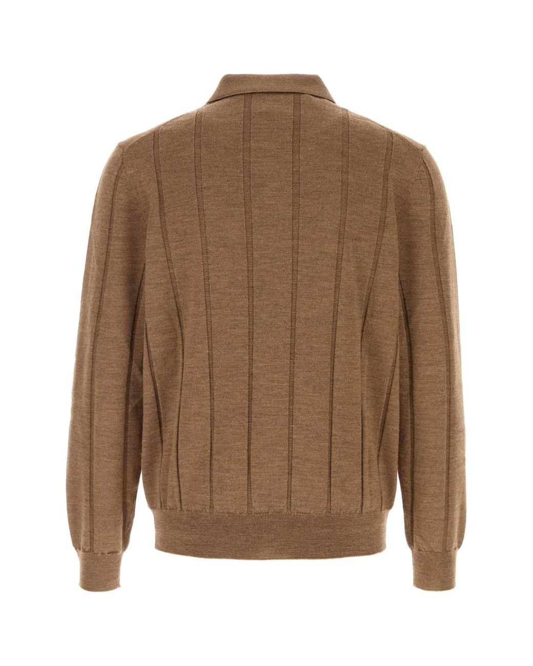 Canali Brown Polo Half Zip for men