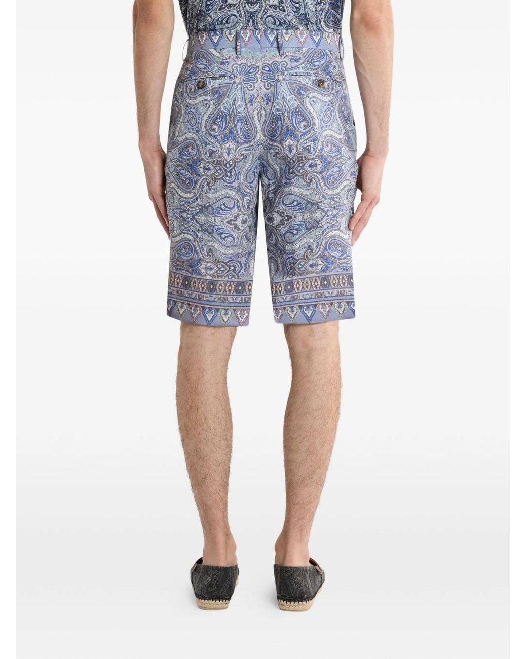 Etro Blue Linen Cotton Shorts