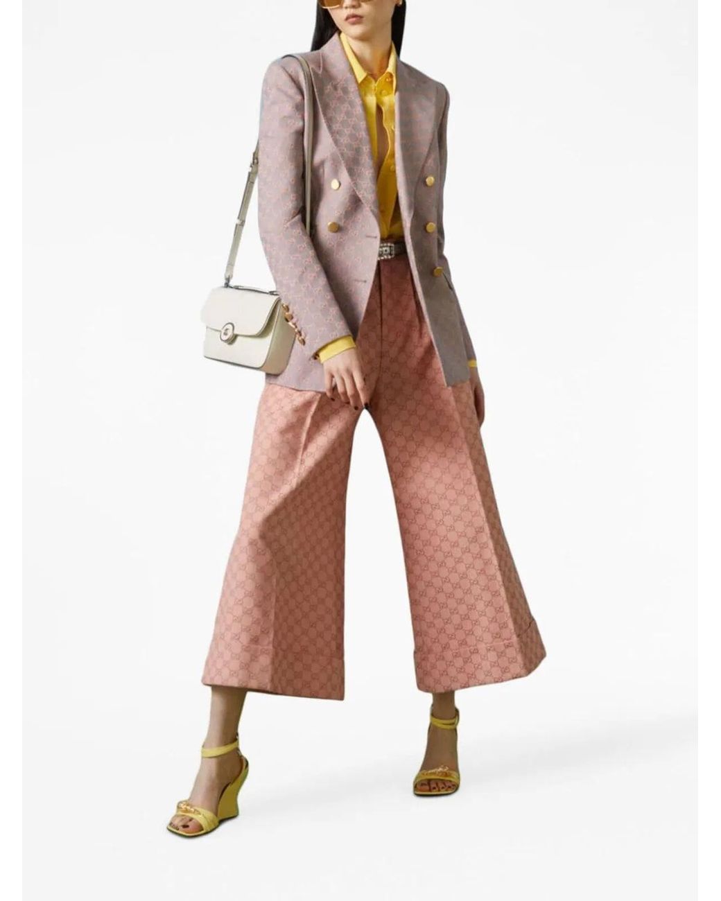 Gucci Yellow Crepe De Chine And Silk Shirt