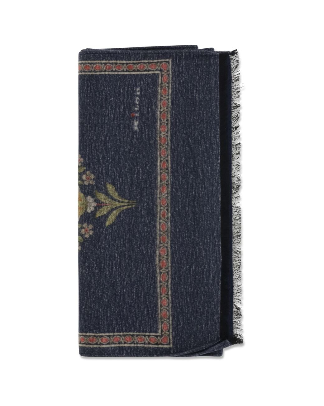 Kiton Blue Silk Scarf With Fringes for men