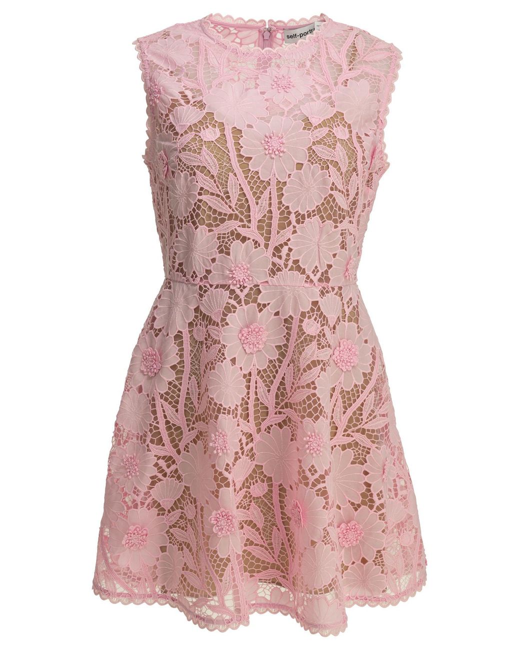 Self-Portrait Pink Short Lace Dress
