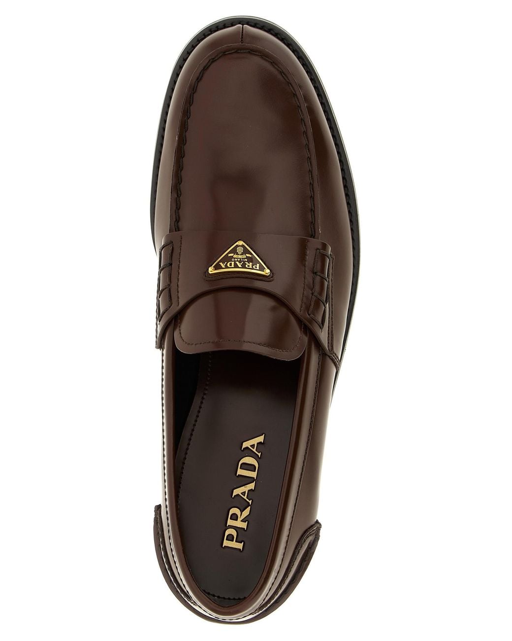 Prada Brown Logo Loafers for men
