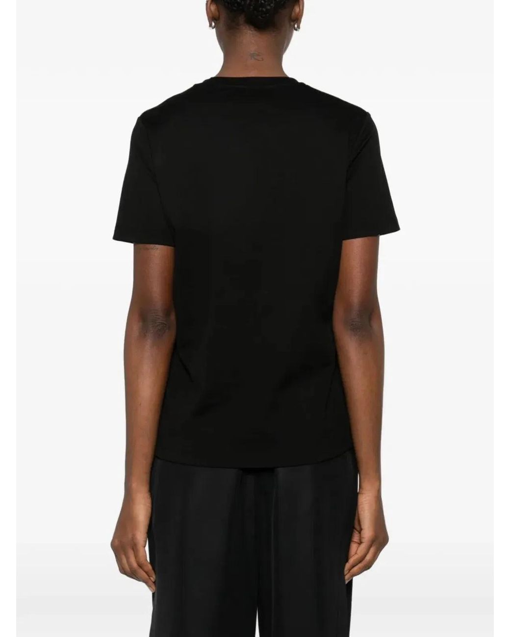 Elisabetta Franchi Black Logo Embroidery Cotton T-Shirt